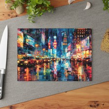 Painted Anarchy Modern Geometrik Temperli Cam Kesme Tahtası - Şık Tasarım, Kaymaz Yüzey, Çizilmez