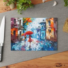 Painted Anarchy Gece Sahne Temperli Cam Kesme Tahtası - Şık Tasarım, Kaymaz Yüzey, Çizilmez - Kolay Temizlenebilir