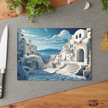 Painted Anarchy Santorini Cam Kesme Tahtası - Şık ve Dayanıklı Temperli Cam