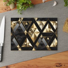 Painted Anarchy Geometrik Tasarım Temperli Cam Kesme Tahtası Seti - Şık ve Dayanıklı