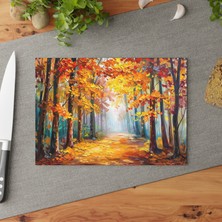 Painted Anarchy Renkli Peyzaj Temperli Cam Kesme Tahtası - Şık Tasarım, Kaymaz Yüzey, Çizilmez,