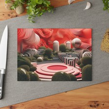 Painted Anarchy Japon Bahçesi Cam Kesme Tahtası Seti - Şık ve Dayanıklı Kaymaz Temperli Cam