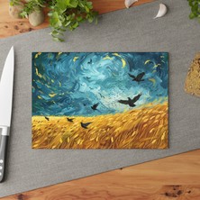 Painted Anarchy Etkileyici Fırça Darbeleri Temperli Cam Kesme Tahtası - Şık Tasarım, Kaymaz Yüzey, Çizilmez