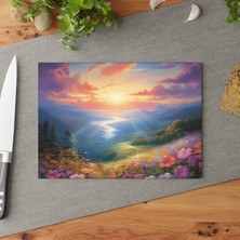 Painted Anarchy Güneş Işığı Temalı Temperli Cam Kesme Tahtası Seti - Şık, Çizilmez, Kaymaz Yüzey - Dayanıklı