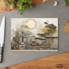 Painted Anarchy Japon Sanatından Esinlenen Temperli Cam Kesme Tahtası - Şık, Çizilmez, Kolay Temizlenen