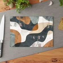 Painted Anarchy Dinamik Çizgiler Tasarımlı Cam Kesme Tahtası - Şık ve Çizilmez