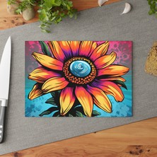 Painted Anarchy Zarif Çiçek Desenli Temperli Cam Kesme Tahtası - Şık Kaymaz Yüzey, Çizilmez ve Temizlemesi Kolay