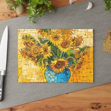 Painted Anarchy Ayçiçeği Tasarımlı Temperli Cam Kesme Tahtası - Şık ve Çizilmez