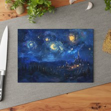 Painted Anarchy Renkli Peyzaj Temperli Cam Kesme Tahtası Seti - Şık Tasarım, Kaymaz Yüzey, Çizilmez,  - Dayanıklı