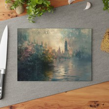 Painted Anarchy French Art Dokulu Temperli Cam Kesme Tahtası - Şık Tasarım, Kaymaz Yüzey, Çizilmez