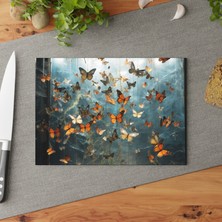 Painted Anarchy Güzel Böcek Sanatlı Şık Cam Kesme Tahtası - Temperli, Kaymaz, Çizilmez ve Temizlemesi Kolay