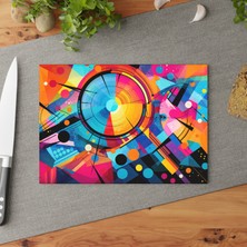 Painted Anarchy Renkli Dinamik Şekiller Temperli Cam Kesme Tahtası Seti - Şık ve Çizilmez