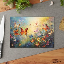 Painted Anarchy Botanik Baskılı Cam Kesme Tahtası - Şık Tasarım, Temperli Cam, Kaymaz Yüzey - Kolay Temizlenebilir