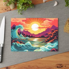 Painted Anarchy Sunshine Temperli Cam Kesme Tahtası - Şık Tasarım, Kaymaz Yüzey, Çizilmez, Kolay Temizlenebilir