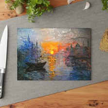 Painted Anarchy Güzel Nilüferler Temperli Cam Kesme Tahtası - Şık Tasarım, Kaymaz Yüzey, Çizilmez