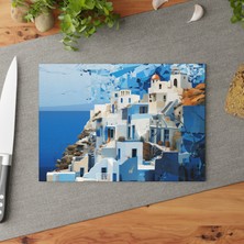 Painted Anarchy Santorini Cam Kesme Tahtası - Şık ve Dayanıklı