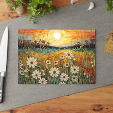 Painted Anarchy Çiçekli Temperli Cam Kesme Tahtası - Şık ve Dayanıklı