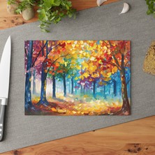 Painted Anarchy Şık Renkli Manzara Temperli Cam Kesme Tahtası Seti - Kaymaz, Çizilmez