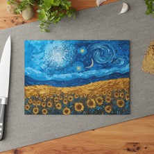 Painted Anarchy Doğadan Esinlenen Temperli Cam Kesme Tahtası Seti - Şık Tasarım, Kaymaz Yüzey, Çizilmez