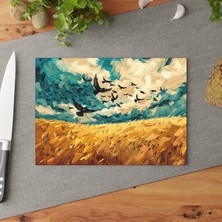 Painted Anarchy Etkileyici Fırça Darbeleri Cam Kesme Tahtası - Şık ve Dayanıklı
