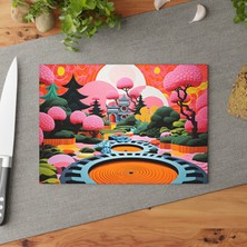 Painted Anarchy Şık Temperli Cam Kesme Tahtası Seti - Çarpıcı Sakin Peyzaj Tasarımı - Kaymaz ve Çizilmez -