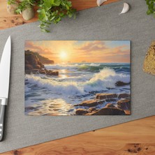 Painted Anarchy Çarpıcı Peyzaj Tasarımlı Şık Cam Kesme Tahtası - Temperli, Kaymaz, Çizilmez ve Kolay Temizlenen