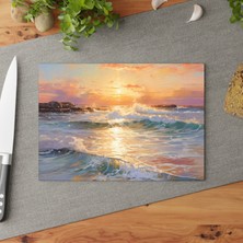 Painted Anarchy Gündoğumundan Esinlenen Temperli Cam Kesme Tahtası - Şık, Dayanıklı, Kaymaz Yüzey,