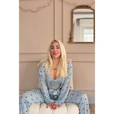 Aqua Melon Bliss Desenli Sabahlıklı Marlenka Pijama Takımı