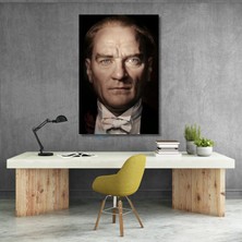 Yakın Çekim Atatürk Portresi Renkli Kanvas Tablo Dikey Duvar Tablosu