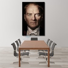 Yakın Çekim Atatürk Portresi Renkli Kanvas Tablo Dikey Duvar Tablosu