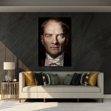 Yakın Çekim Atatürk Portresi Renkli Kanvas Tablo Dikey Duvar Tablosu