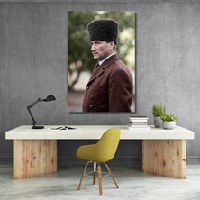 Artarilion Renklendirilmiş Görsel Atatürk Kanvas Tablo Modeli Dikey Duvar Tablosu Ofis Ev Dekoru