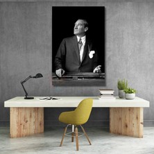 Siyah Beyaz Mustafa Kemal Atatürk Tablo Atatürk Kanvas Tablo Dikey Tablo Salon Ofis Tablosu