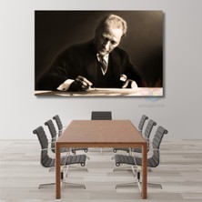 Yatay Kanvas Atatürk Görseli Tablo Atatürk Temalı Duvar Dekoru