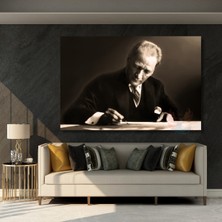 Yatay Kanvas Atatürk Görseli Tablo Atatürk Temalı Duvar Dekoru