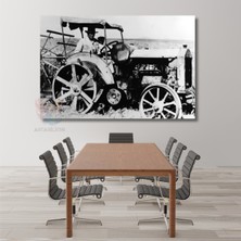 Traktör Süren Atatürk Tablosu Kanvas Tablo Hd Dijital Baskı Yatay Duvar Tablosu