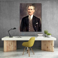 Renklendirilmiş Atatürk Kanvas Tablo Modeli Dikey Duvar Tablosu Ofis Ev Dekoru