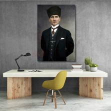 Mustafa Kemal Atatürk Renkli Kanvas Tablo Dikey Duvar Tablosu Atatürk Tablosu