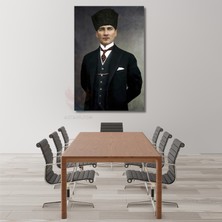 Mustafa Kemal Atatürk Renkli Kanvas Tablo Dikey Duvar Tablosu Atatürk Tablosu