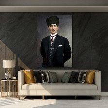 Mustafa Kemal Atatürk Renkli Kanvas Tablo Dikey Duvar Tablosu Atatürk Tablosu