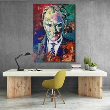 Çok Renkli Atatürk Tablosu Kanvas Duvar Dekoru Ev Ofis Tablo Modeli