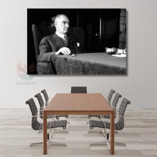 Artarilion Siyah Beyaz Atatürk Tablosu Yatay Kanvas Tablo Modeli Ev Ofis Duvar Dekoru