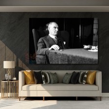 Artarilion Siyah Beyaz Atatürk Tablosu Yatay Kanvas Tablo Modeli Ev Ofis Duvar Dekoru