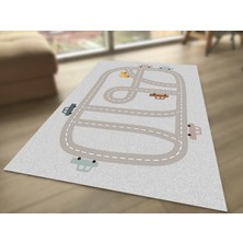 Limajuno Home & Kids Carpet Araba ve Yol Desenli Dijital Baskılı Çocuk HALISI_100 x 150  cm