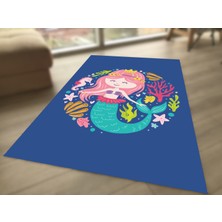 Limajuno Home & Kids Carpet Deniz Kızı ve Deniz Atı Desenli Dijital Baskılı Çocuk HALISI_100 x 150  cm