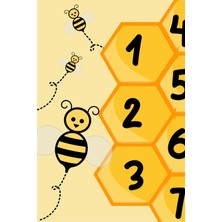 Limajuno Home & Kids Carpet Arı ve Sayı Desenli Dijital Baskı Çocuk HALISI_100 x 150  cm