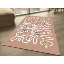 Limajuno Home & Kids Carpet Karmaşık Yol ve Hayvanlar Desenli Dijital Baskılı Çocuk HALISI_100 x 150  cm