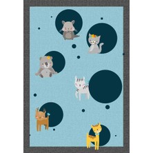 Limajuno Home & Kids Carpet Ayı Kedi Geyik Kaplan Desenli Dijital Baskılı Çocuk HALISI_100 x 150  cm