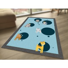 Limajuno Home & Kids Carpet Ayı Kedi Geyik Kaplan Desenli Dijital Baskılı Çocuk HALISI_100 x 150  cm