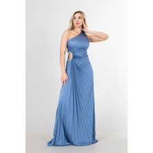 Feminist Indigo Bel Dekolteli Taş Işlemeli Abiye Elbise 4521014.98